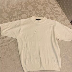 Sag Harbor Cream Crewneck Sweater Short-Sleeved Knit